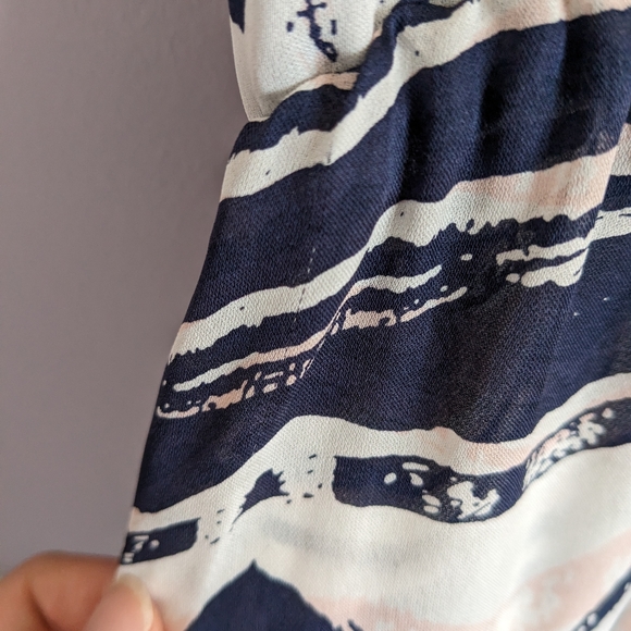 PARKER Silk Faux Wrap Aztec Tribal print Blue White Pink Dress size Small S - Picture 3 of 10